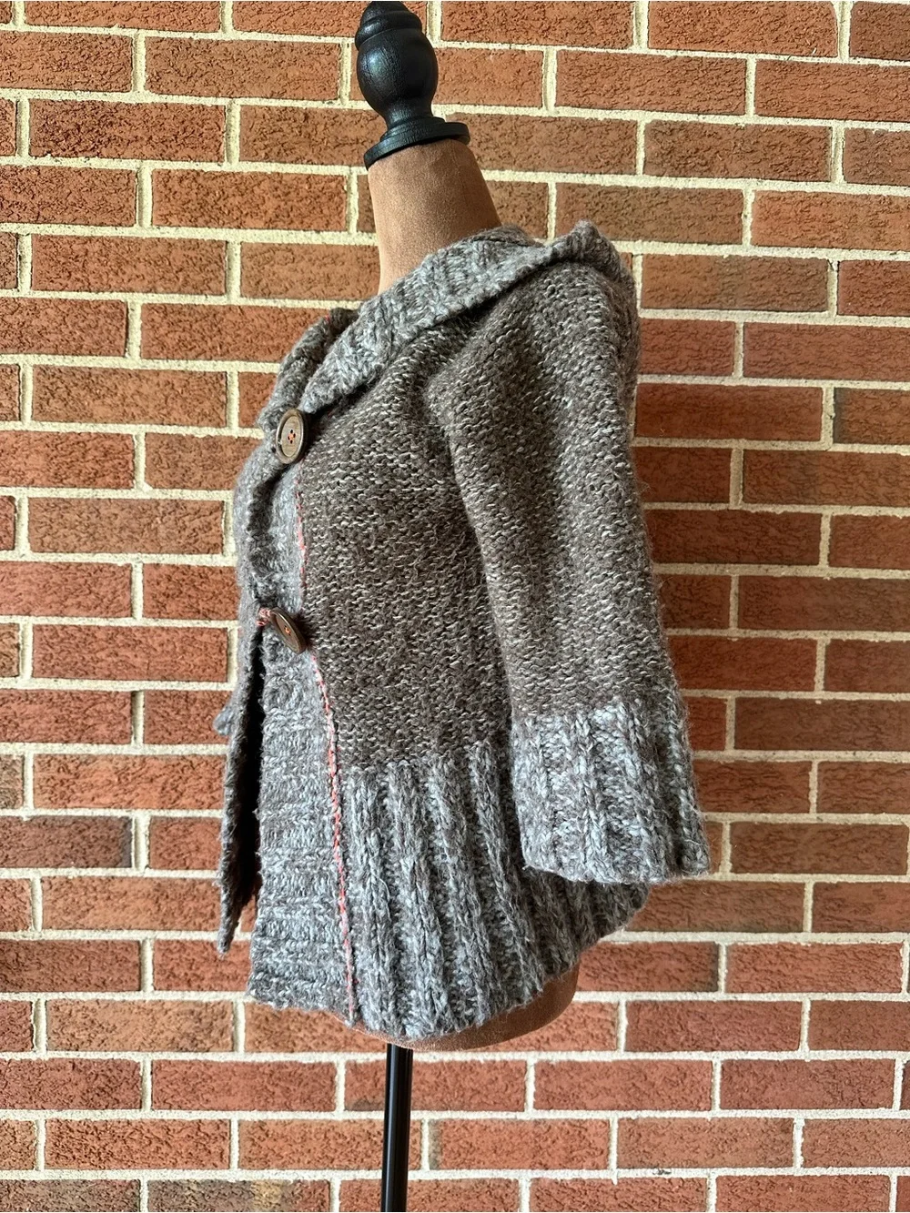 Free People Chunky Knit Hooded Cardigan Sweater Brown Boho, S